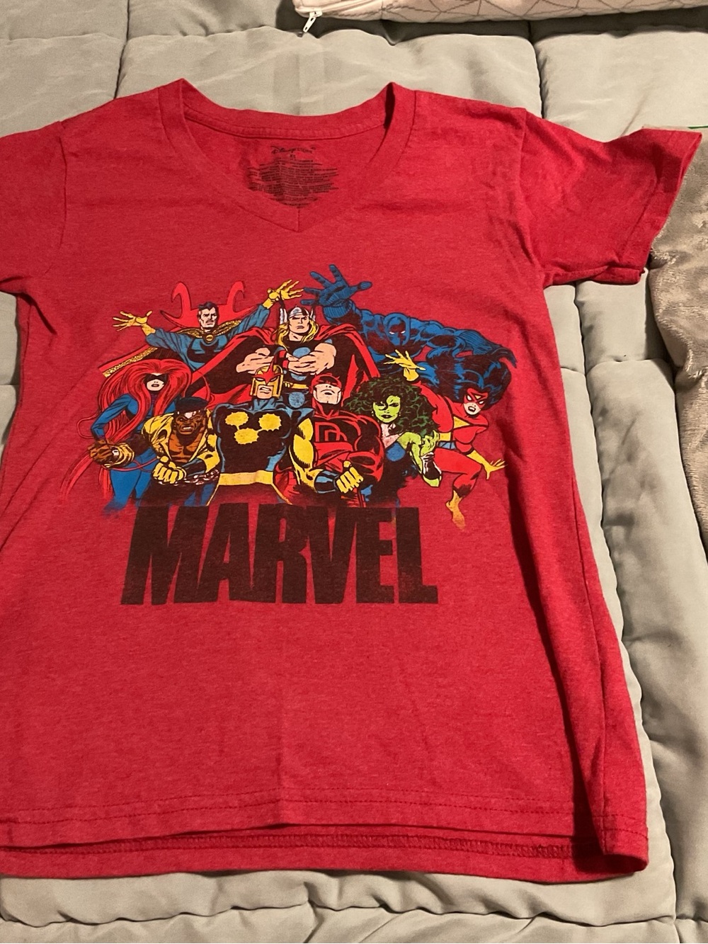 Disney Red V-Neck Logo Tee
